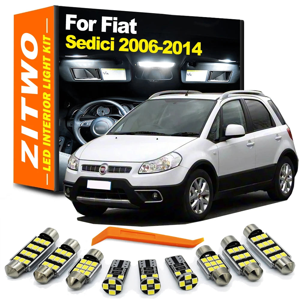 ZITWO 9Pcs LED Interior Light License Plate Bulb Kit For Fiat Sedici 2006 2007 2008 2009 2010 20 - Canbus LED Car Light