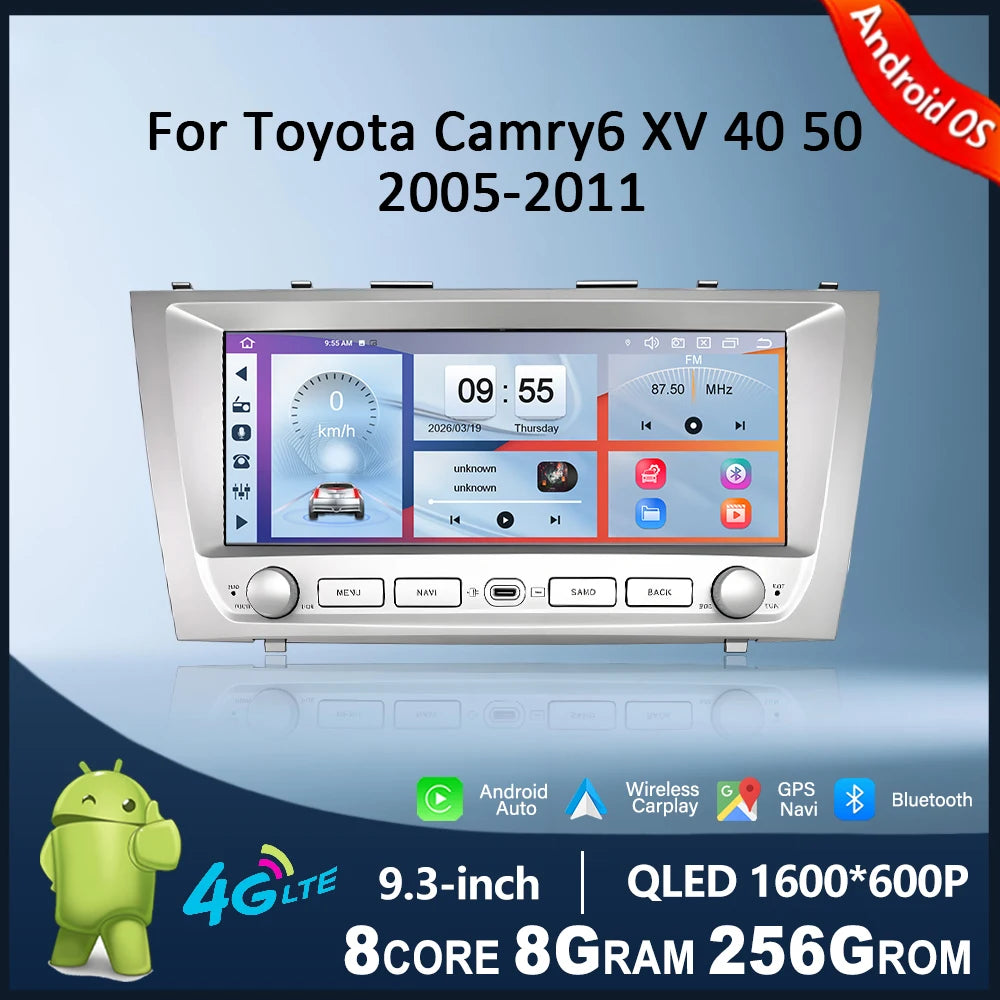 for Toyota Camry6 XV 40 50 2005-2011 Car Radio display Multimedia Player Android Auto Wire