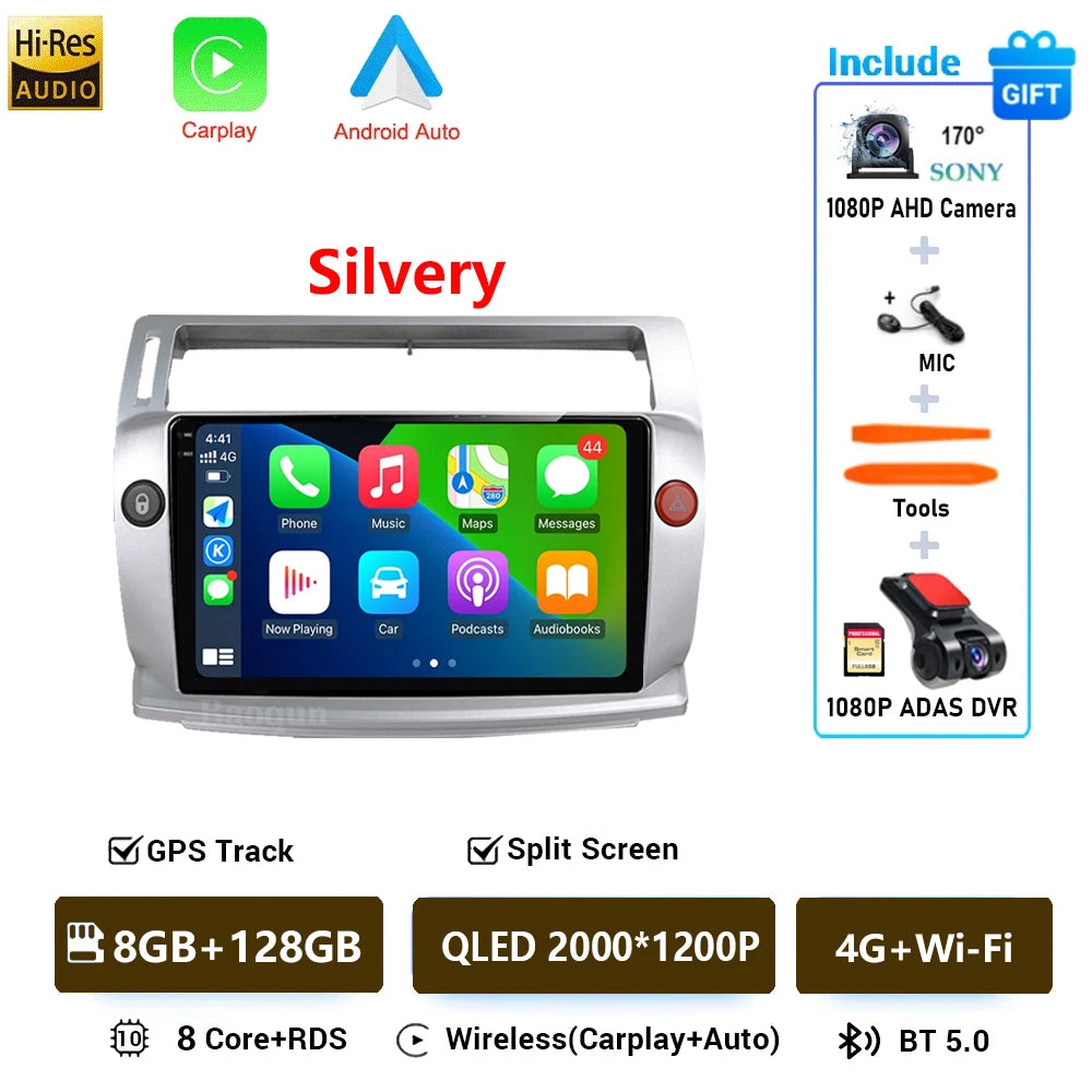 Android 16 For Citroen C4 C-Triomphe Quatre 2004-2014 Navigation GPS Multimedia Car Radio