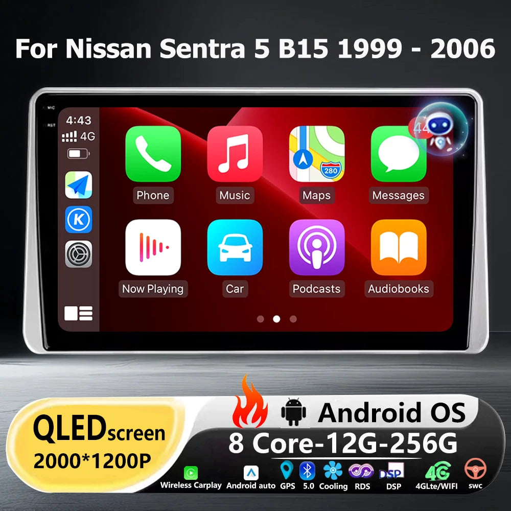 Car Radio Multimedia Video Player GPS Navigation Tools For Nissan Sentra 5 B15 1999 - 2006