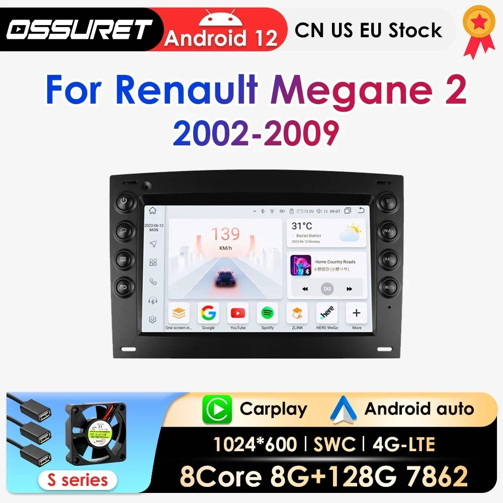 2 din Carplay Android Auto Car Radio For Renault Megane 2 2002-2009 Car Multimedia GPS aut
