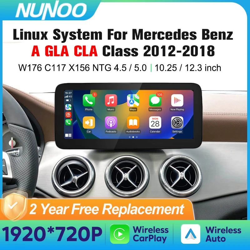 Carplay Touch Screen For Mercedes Benz A GLA CLA Class W176 X156 C117 2012-2018 Car Multim