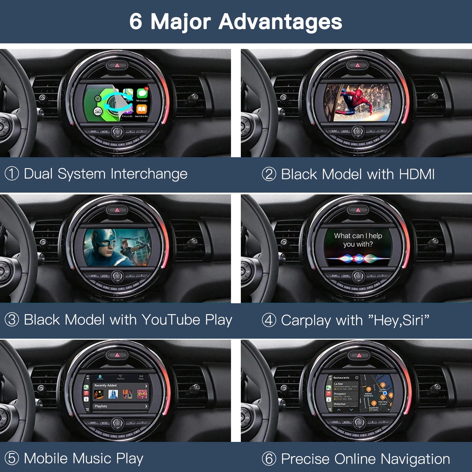 Wireless CarPlay Android Auto For BMW Mini R55 R56 R57 R58 R59 R60 R61 F54 F55 Clubman Cou