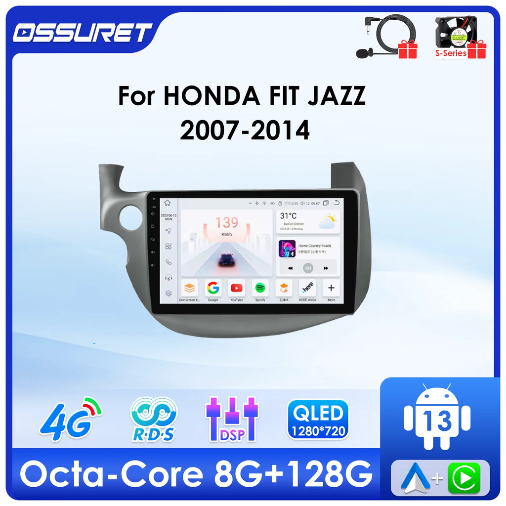 Android Auto Car radio For HONDA FIT JAZZ 2007-2014 AI Carplay multimedia car intelligent