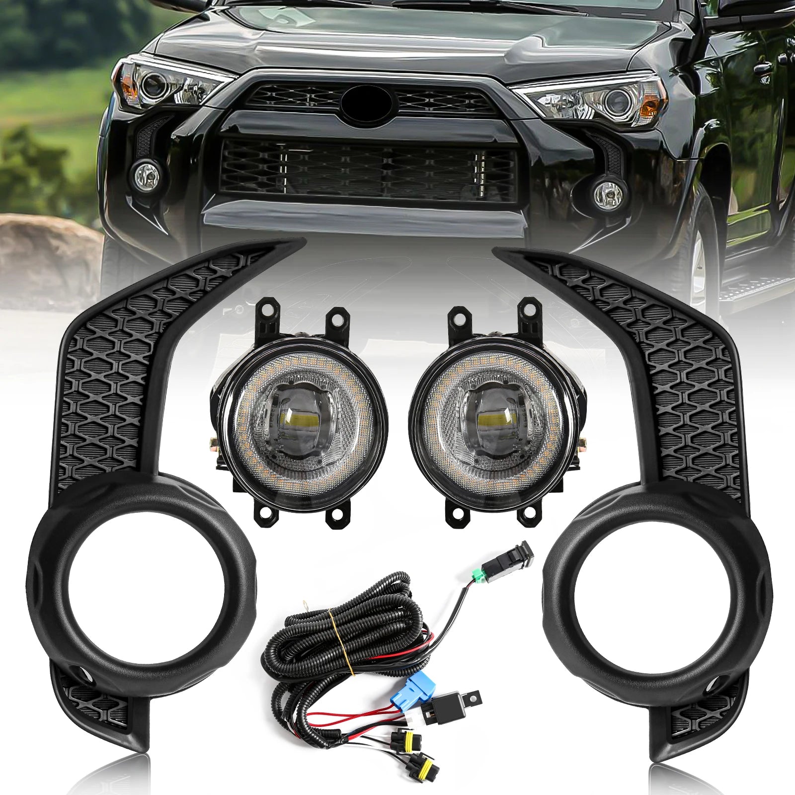 For Toyota 4 Runner 2014 2015 2016 2017 2018 2019 2020 2021 LED Fog Lamps Daytime Running  | AUTOKITSHOP