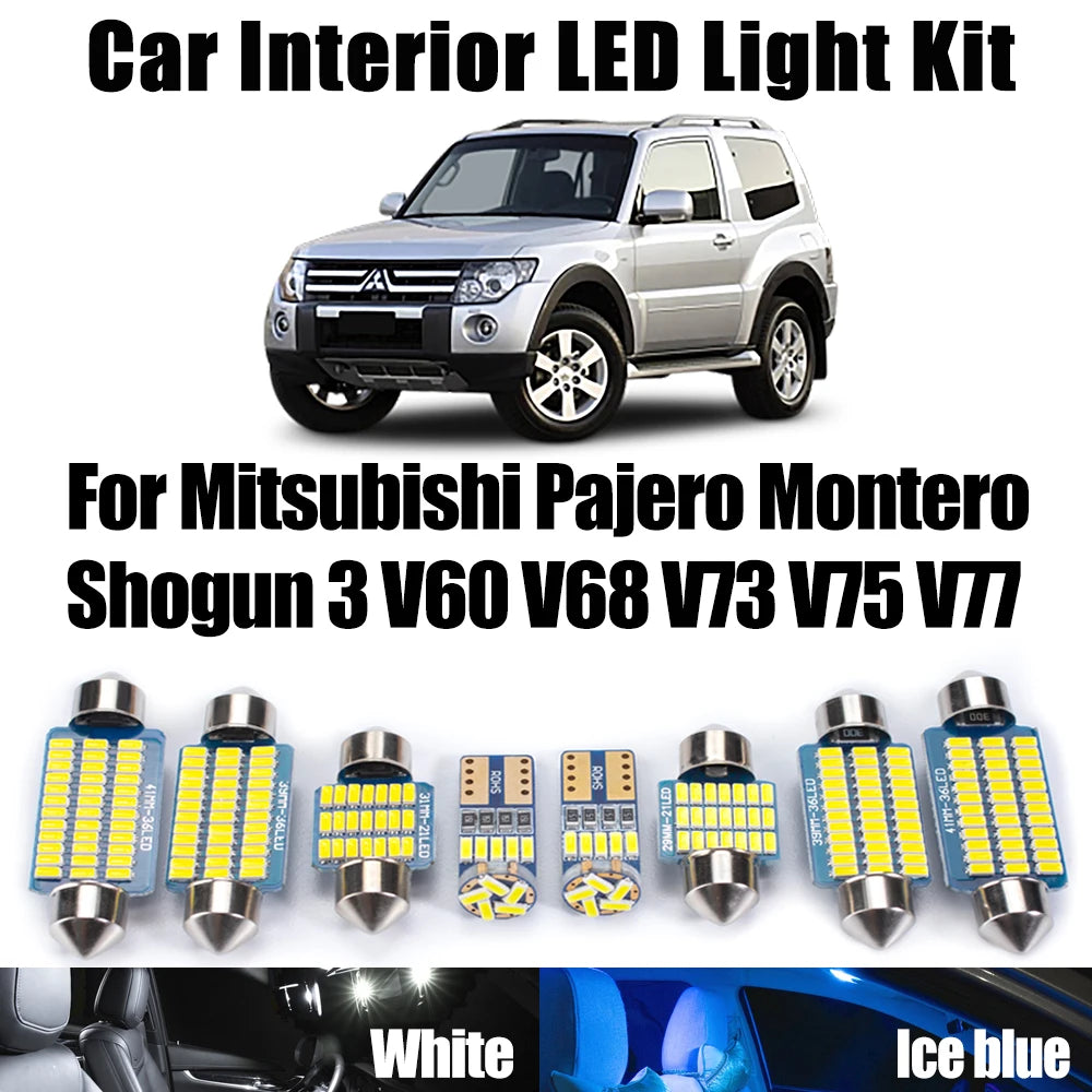 17-Piece LED Interior Light Kit for Mitsubishi Pajero Montero Shogun 3 V60 V68 V73 V75 V77 2000-2006 - Canbus Dome Ma...
