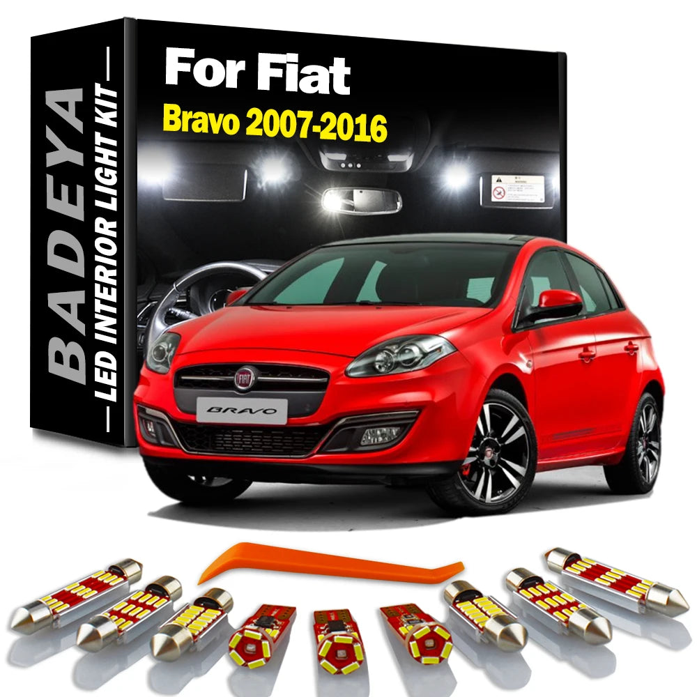 10-Piece LED Interior Light Kit for Fiat 2007-2011 - Canbus Error-Free Interior Bulbs