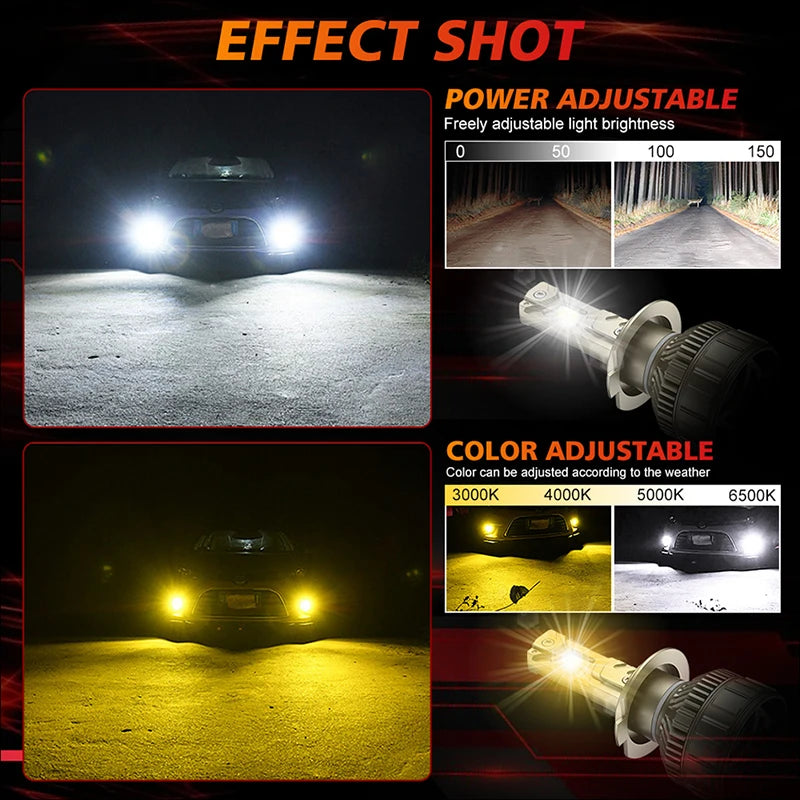 Drivereyes H7 H4 LED Headlight AI Bluetooth APP Control Color LED H8 H9 H11 9005 HB3 9006