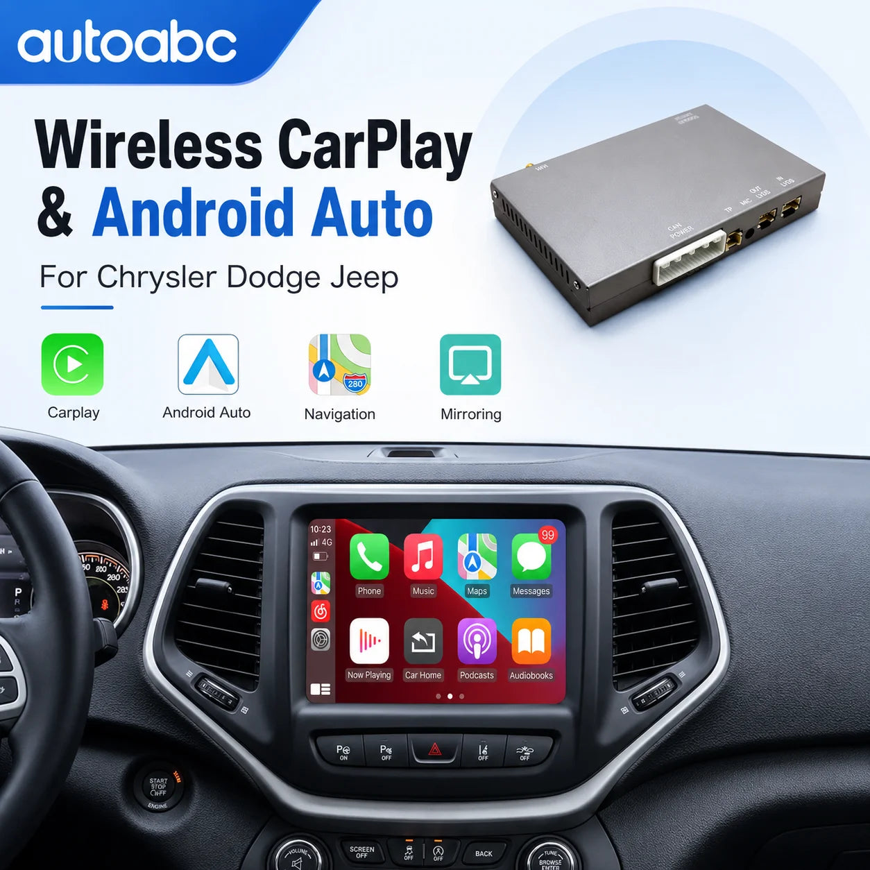 Wireless Apple CarPlay Retrofit Kit For Dodge Challenger Chrysler 300C Jeep 2014-2019 Andr | AUTOKITSHOP