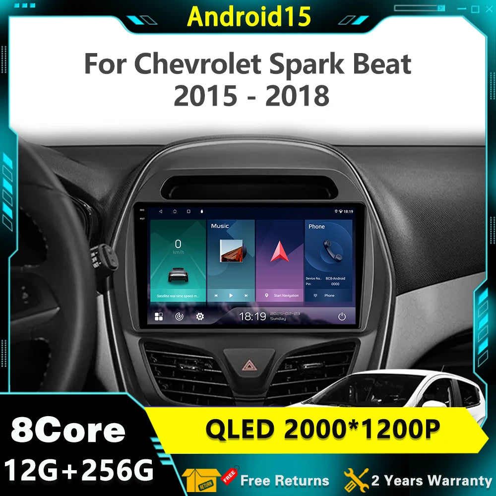 9“ For Chevrolet Spark Beat 2015 - 2018 Android 15 Multimedia Player Navigation Wireless C