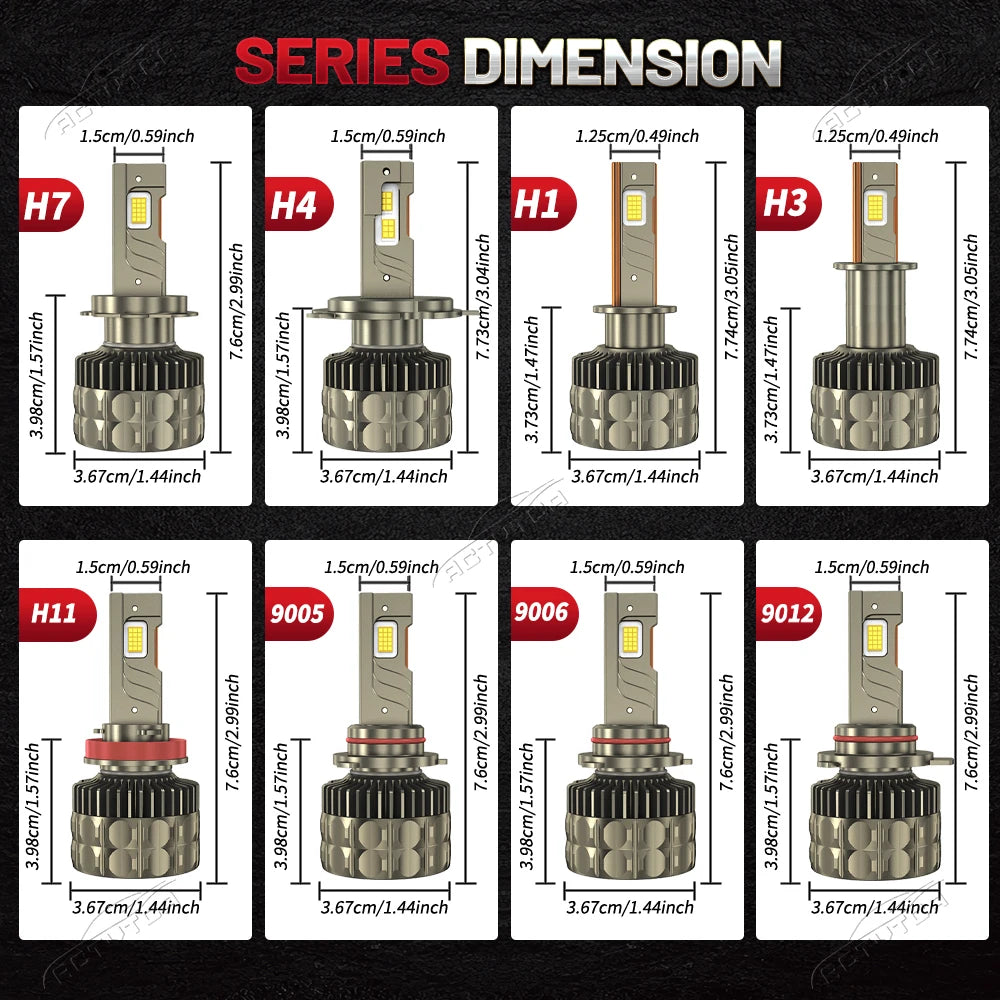 High Power H7 H11 H1 H3 H4 Led Headlight Bulb 6000K LED 9005 9006 9012 HB3 HB4 3 Copper Tu