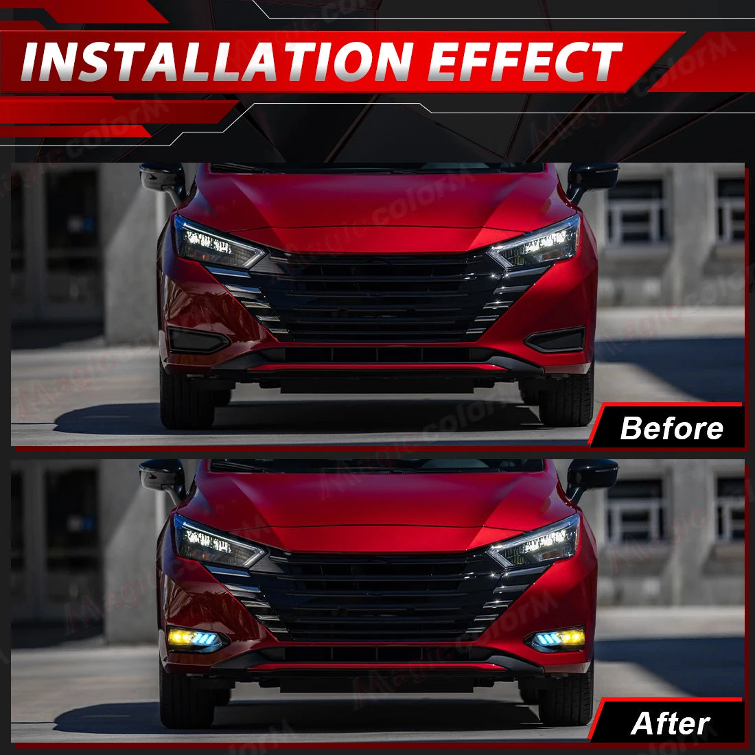 LED Daytime Running Lights For Nissan VERSA 2023 2024 2025 DRL Fog Lamps Front Bumper Whit | AUTOKITSHOP