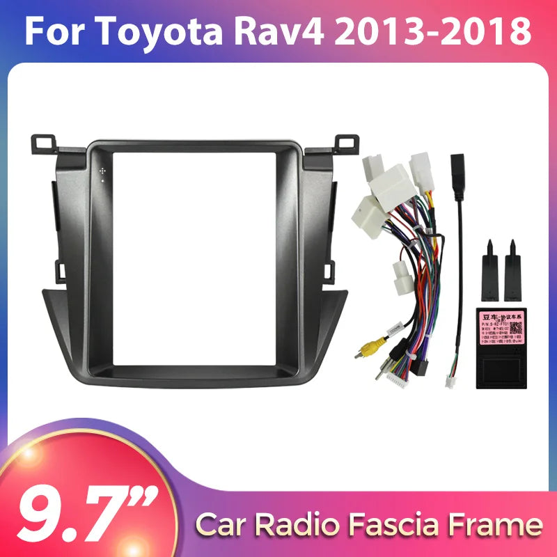 9.7" For Tesla Style Android Car Radio Fascia Adapter For Toyota Rav4 2013-2018 Headunit F