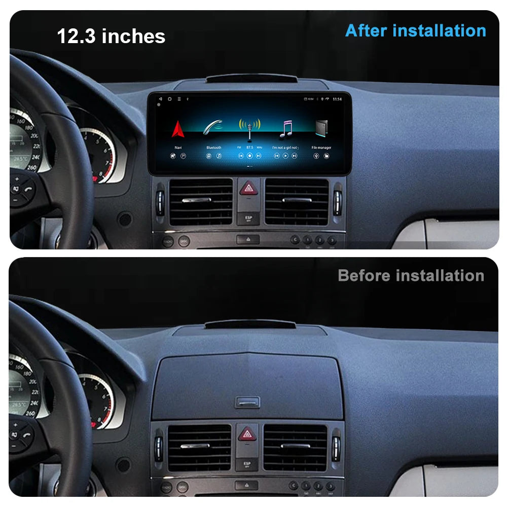 Android 14 Wireless Carplay 10.33 "/12.3" for Mercedes BENZ C CALSS W204 2007 - 2010 Car R