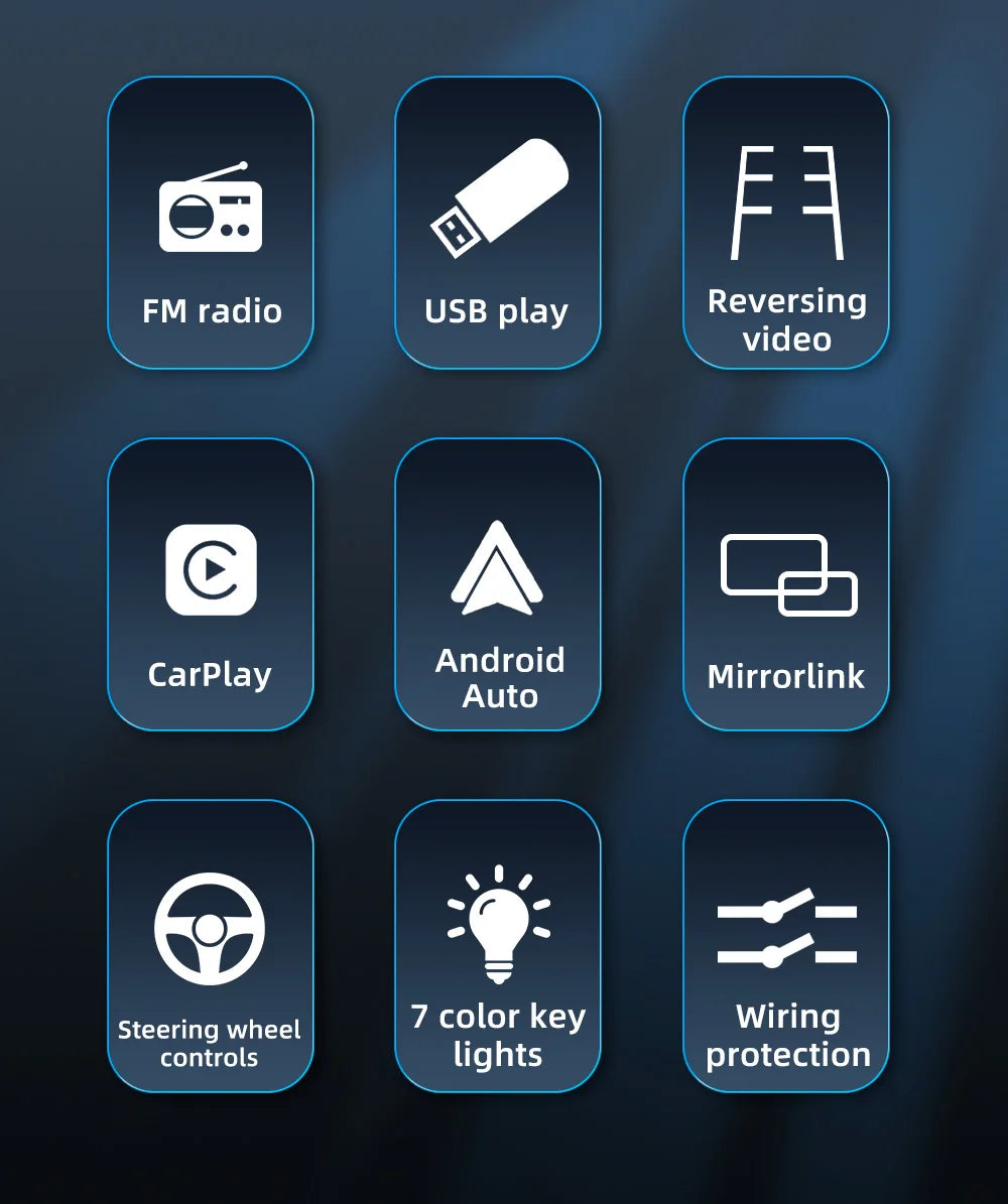 BQCC 7 Inch 1Din 2Din Car Radio Carplay Android Auto Multimedia Player HD Touch  Screen FM AUX BT MirrorLink Universal Car Audio