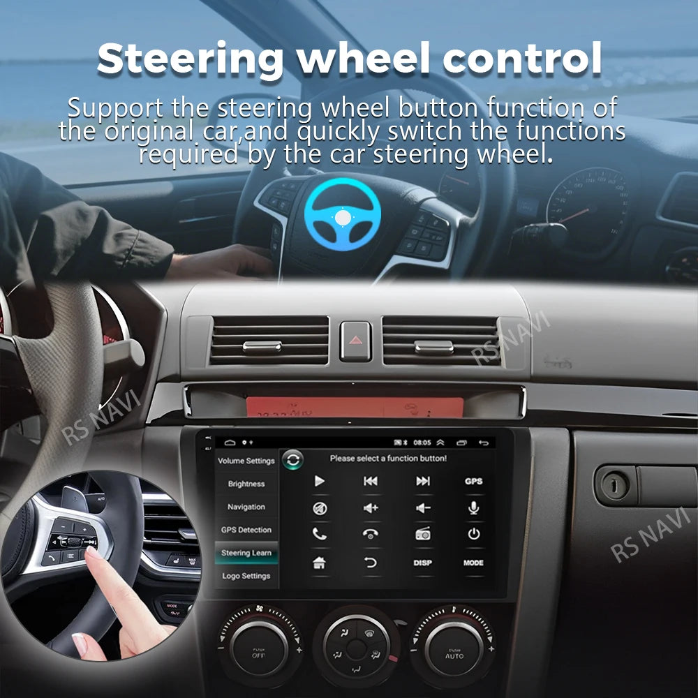 Android 16 For Mazda 3 I BK 2003 - 2009 2K QLED Android Car Radio Multimedia Video Player