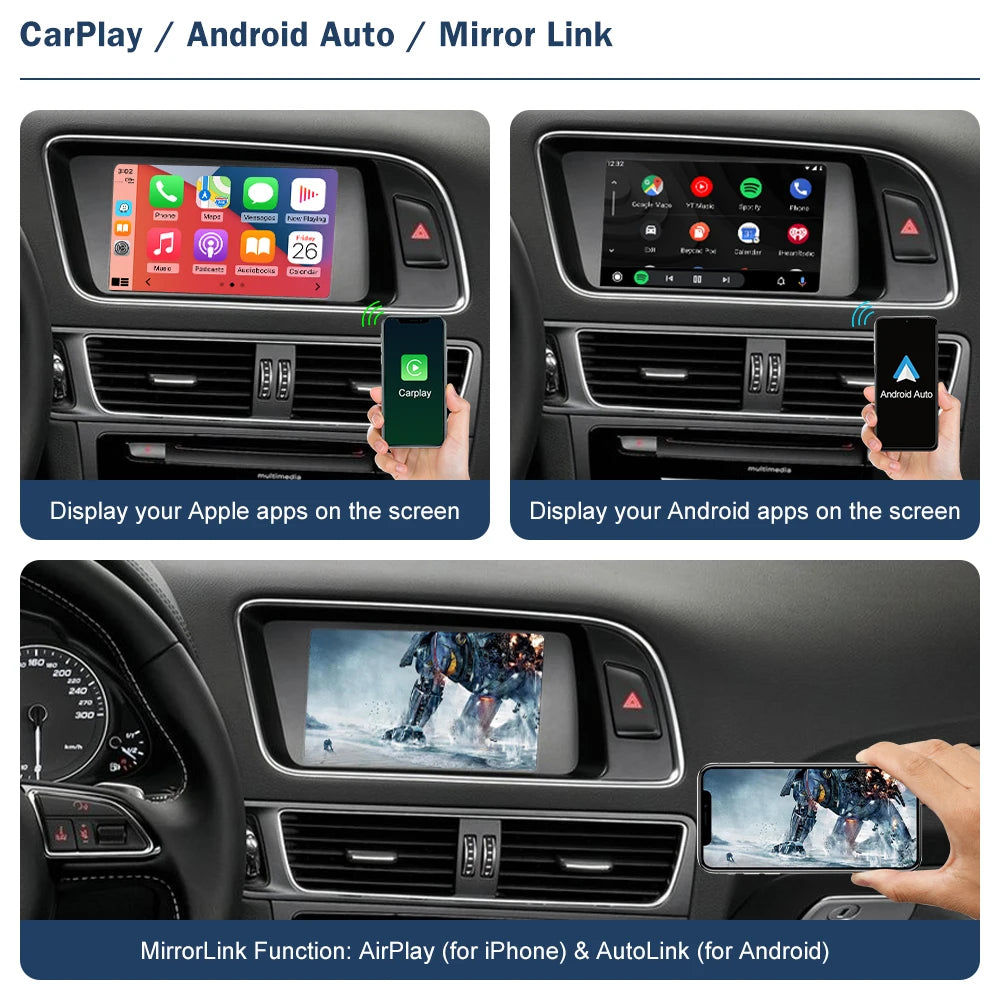 Road Top Wireless CarPlay Android Auto for Audi A4 A5 Q5 B9 2009-2017, with AirPlay Mirror | AUTOKITSHOP