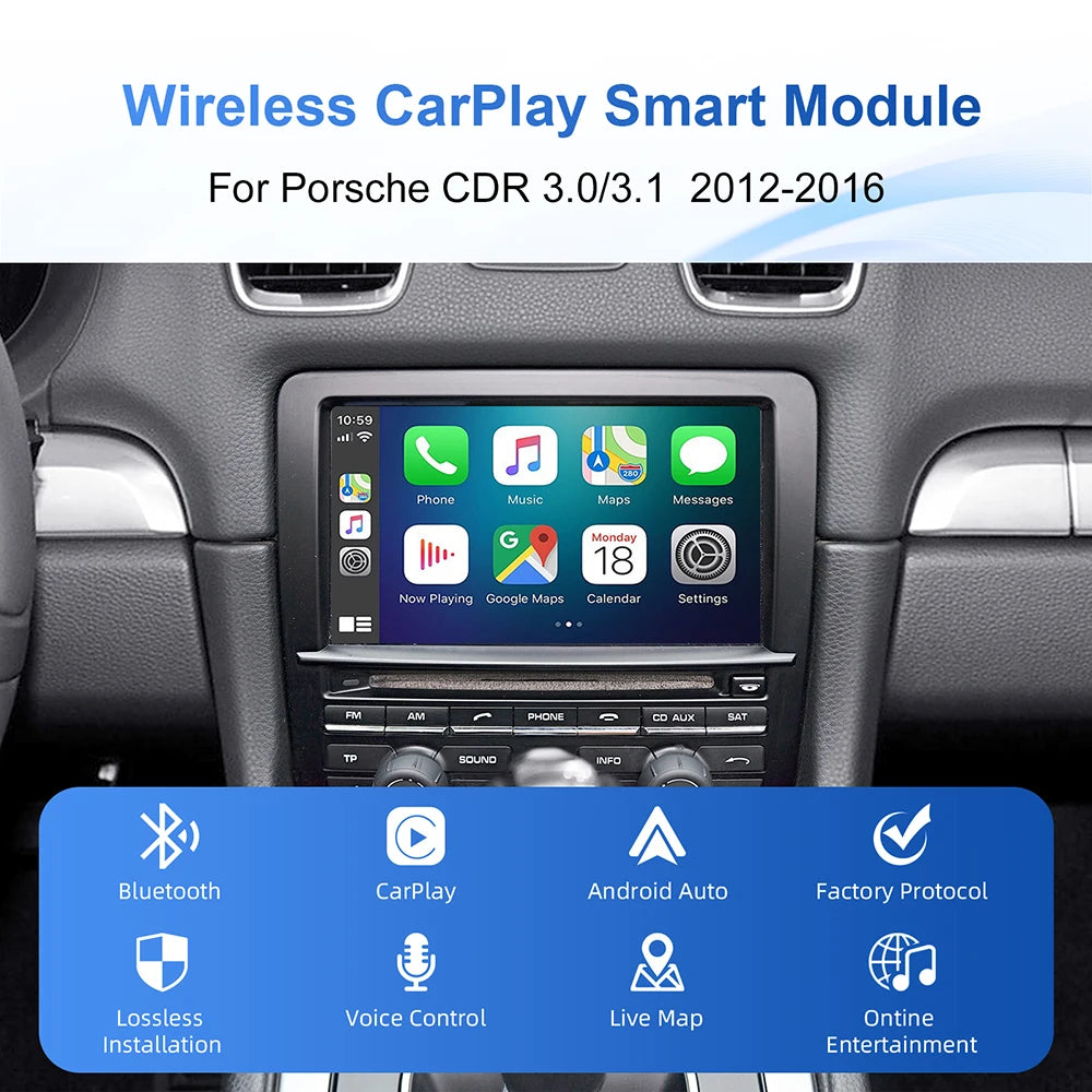 Wireless Carplay Android auto For Porsche CDR 3.0 3.1 Panamera Cayenne Cayman Macan Boxste
