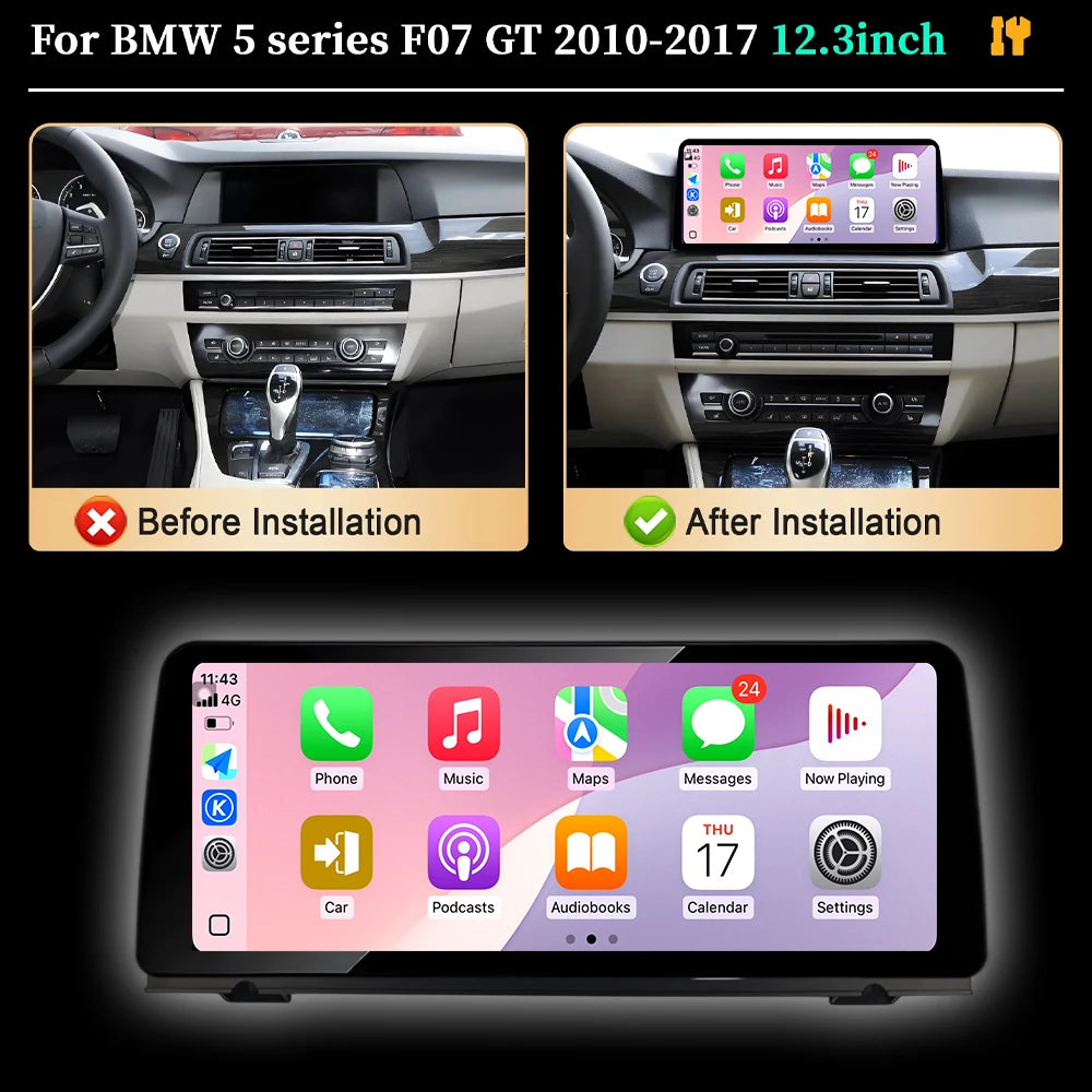 Android 16 CIC / NBT System For BMW 5 Series F07 GT 2010-2018 GPS Carplay Car Radio Video