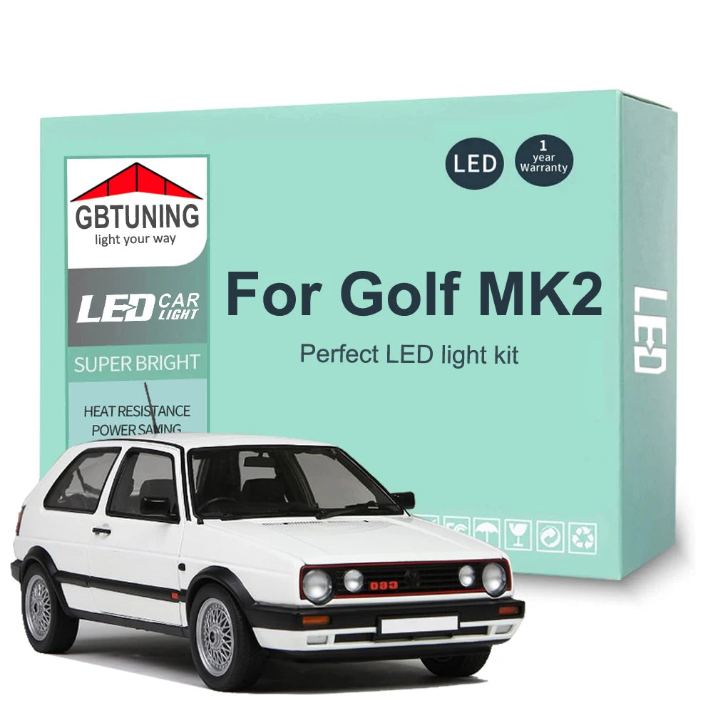 9-Piece LED Interior Light Kit for Volkswagen VW Golf 2 MK2 1983-1988 - Canbus Dome Map Door Trunk Bulbs | AUTOKITSHOP