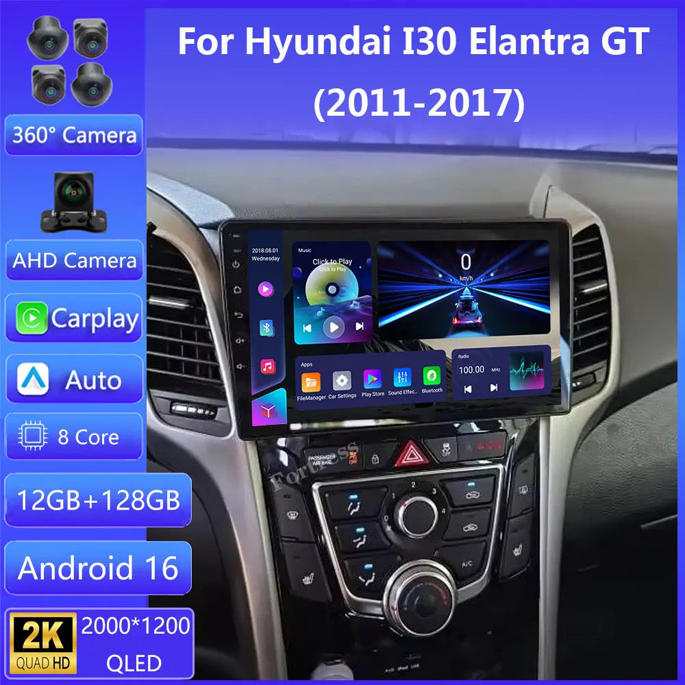 Android 16 Car Radio For Hyundai i30 2011 - 2017 Carplay Multimedia Video Player Auto Ster