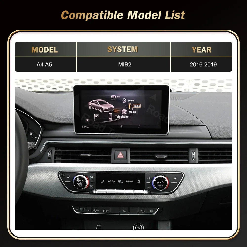 EU RoadTop 12.3 Linux Touch Screen For Audi A4 A5 MIB2 2016-2019 Wireless CarPlay Multimed