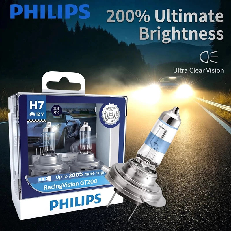 Philips H7 H4 12V 55W Halogen Headlight Up to 150% 200% More Brightness Car Genuine Origin