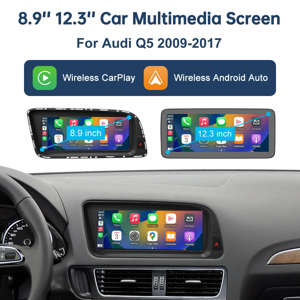 8.8 CN Road Top Multimedia Display Touch Screen For Audi Q5 2009-2017 Airplay Miracast Fun | AUTOKITSHOP