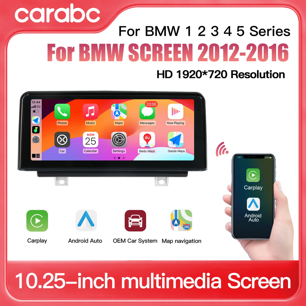 CARABC 10.25' Multimedia Screen Wireless Carplay Android Auto For BMW NBT F10 F11 F20 F21  | AUTOKITSHOP