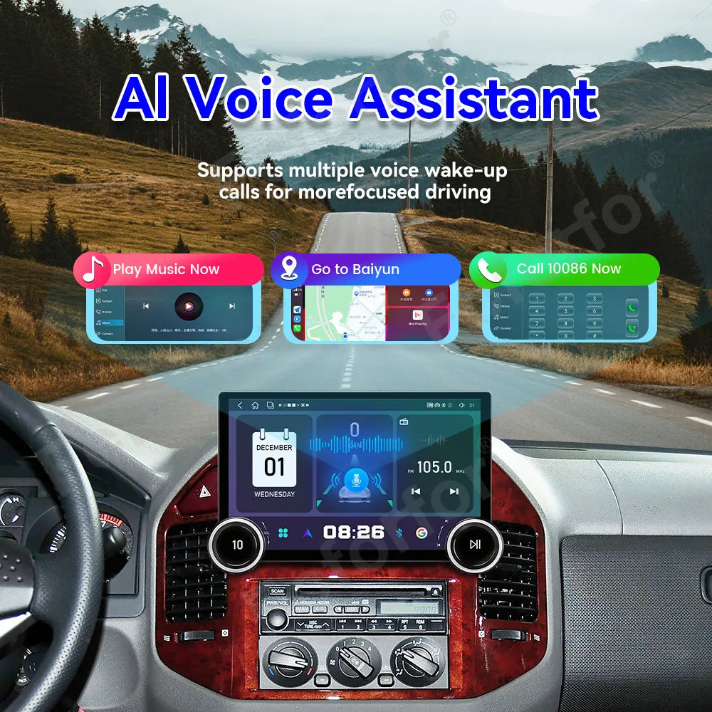 Pro Edition 11.5 Inch Android 15 HD Touch Wireless CarPlay For Mitsubishi Pajero 2008-2016