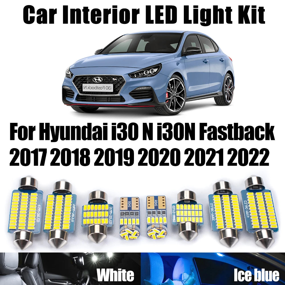 13-Piece LED Interior Light Kit for Hyundai 2017-2019 - Canbus Error-Free Interior Bulbs