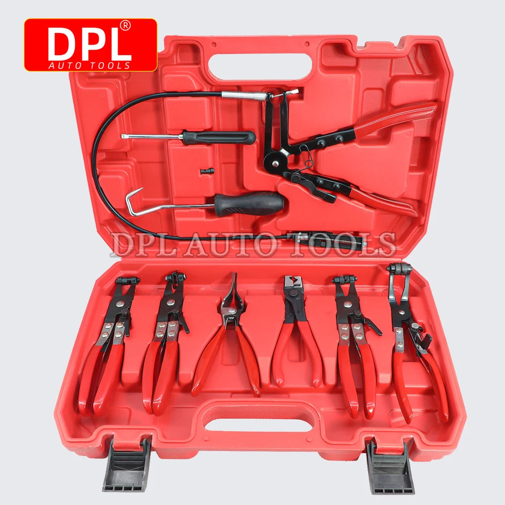 Wire Long Reach Flexible Hose Clamp Pliers Set Fuel Oil Water Hose Tools 9pcs - Automotive LED Light