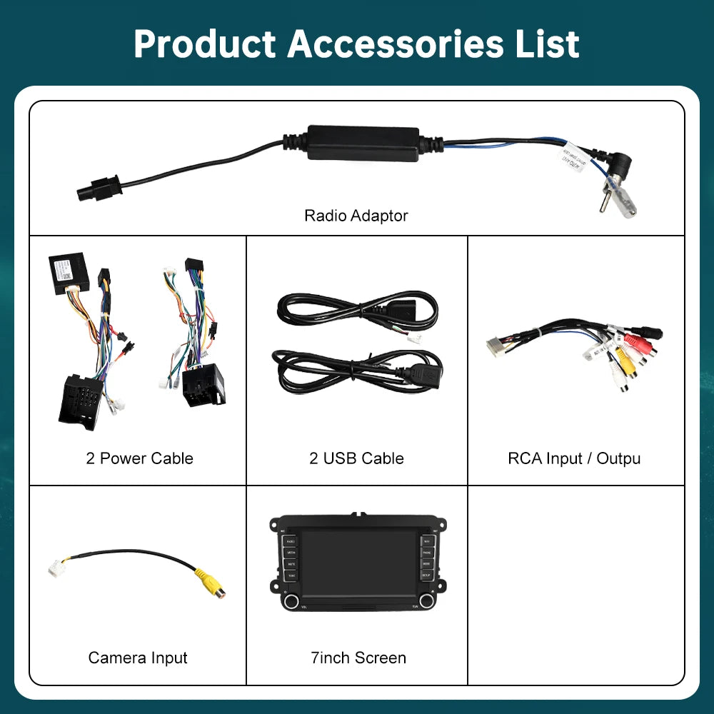 Road Top 7" CN For Volkswagen Seat Skoda Passat Golf Polo Player HD Car Radio Wireless Car