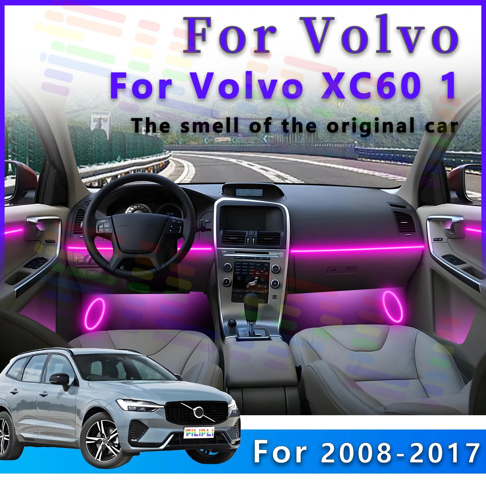 RGB - Ambient Light - for Volvo XC60 - App Control - Car Interior Lighting | AUTOKITSHOP
