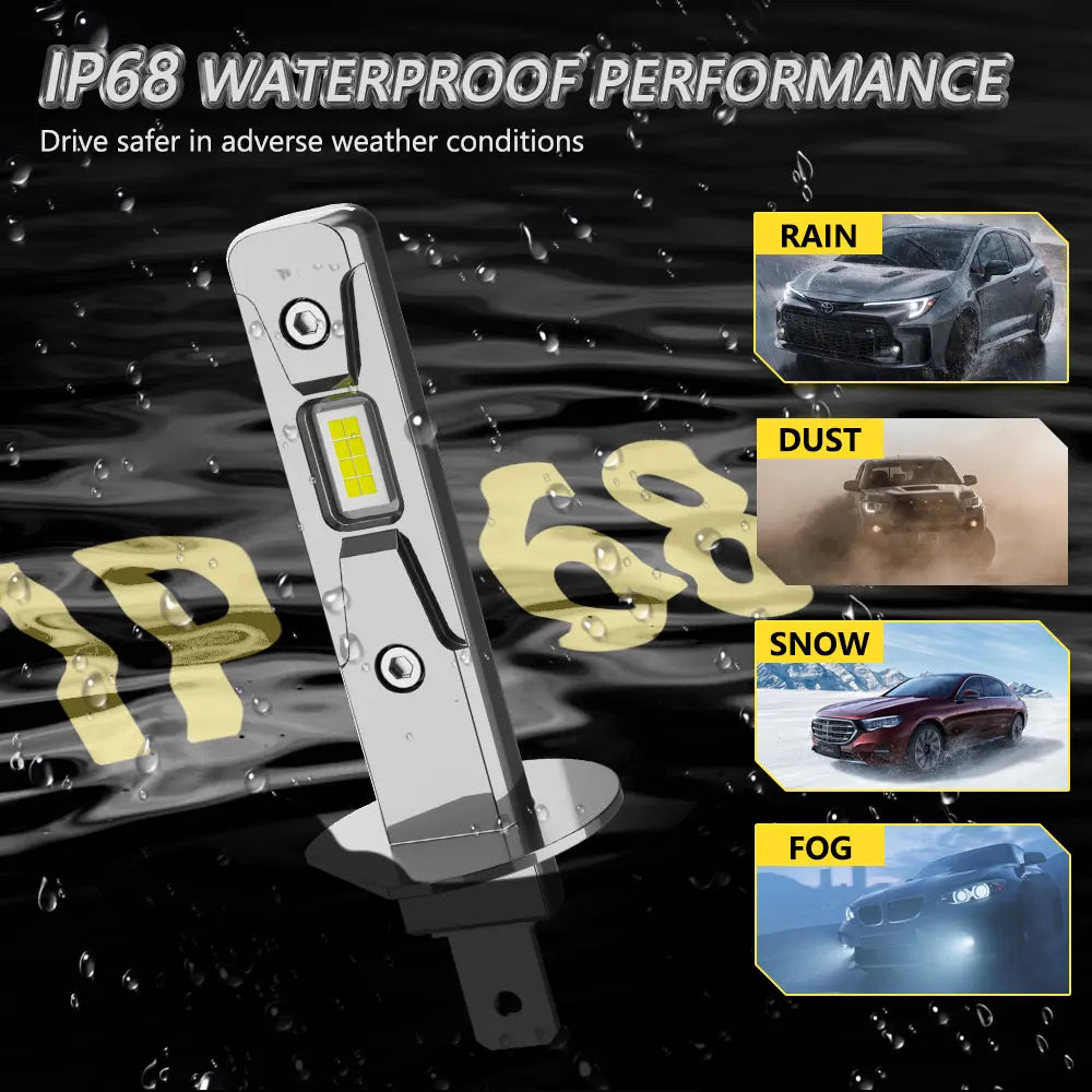 H1 LED Headlight Bulb CANBUS Error Free 300000LM 500W High Power Headlamp Plug And Play Wi