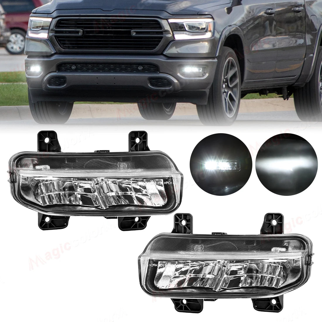 LED Fog Light For Dodge Ram 1500 2500 3500 2019 2020 2021 2022 2023 2024 Withe Yellow Fron | AUTOKITSHOP