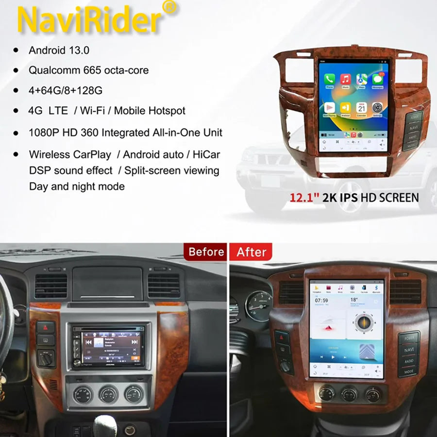 12.1inch Android Vertical Screen For Nissan Patrol Y61 LHD RHD 2004-2021 Car Dvd Auto Radi | AUTOKITSHOP