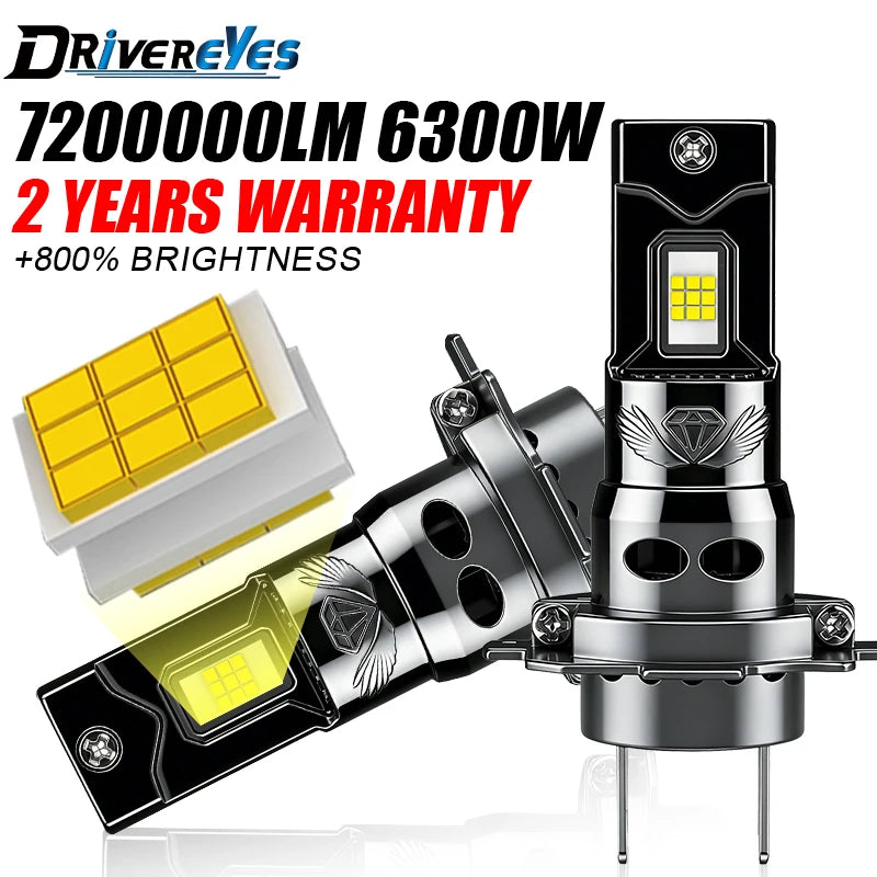 H7 LED Headlight Bulb 6300W H4 H11 Mini Wireless 7200000LM 9005 9006 HB3 HB4 H9 H8 Auto Di