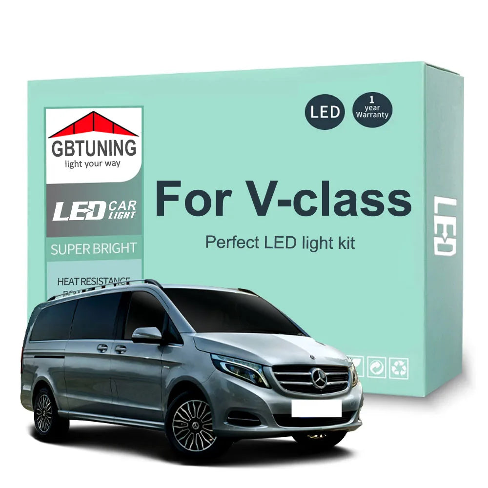 19-Piece LED Interior Light Kit for Mercedes Benz V-Class W447 V200 V220 V250 2015-2018 - Canbus Dome Map Door Trunk ...