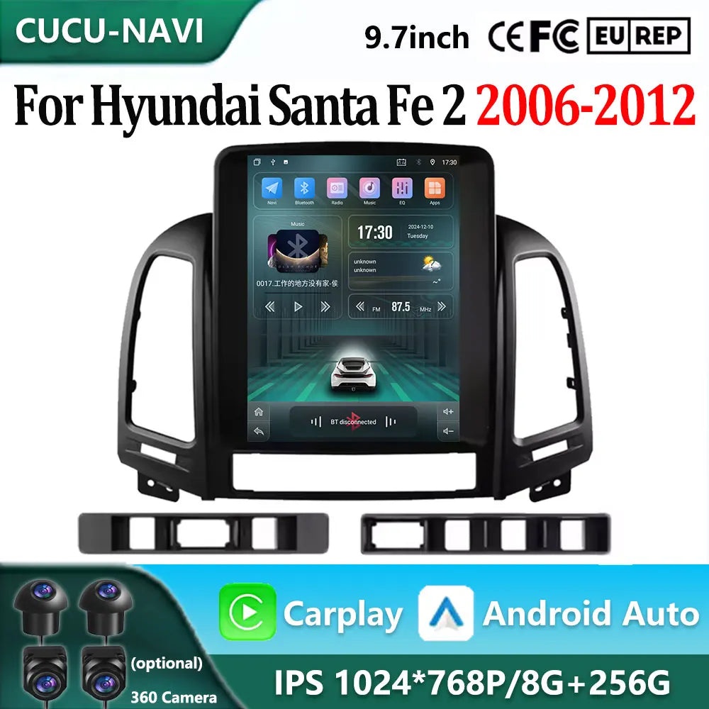 9.7'' Android Auto For Hyundai Santa Fe 2 2006 - 2012 Multimedia Video Player Navigation G | AUTOKITSHOP
