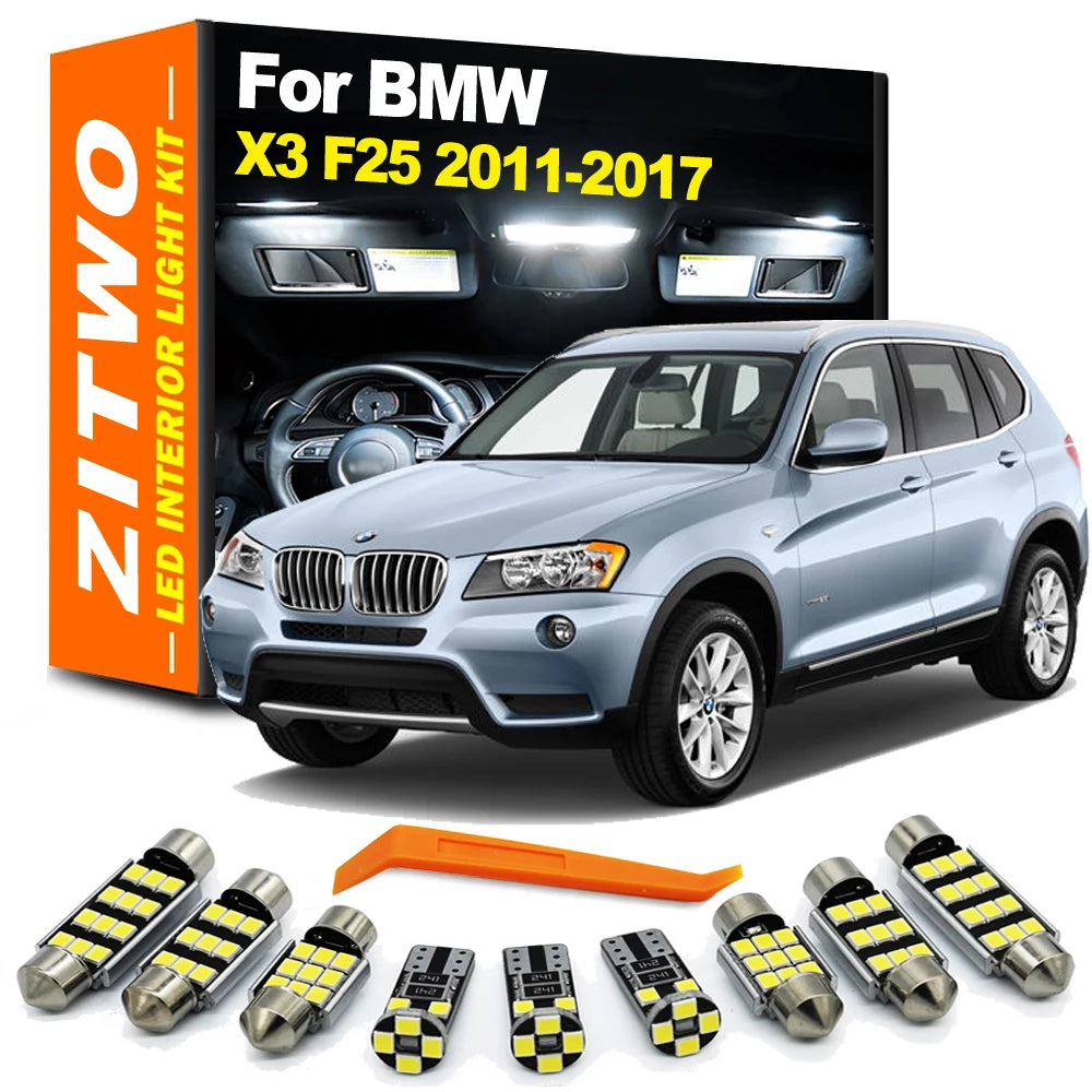 ZITWO 21Pcs Full LED Bulbs Interior Map Reading Sun Visor Door Foot Light Kit For BMW X3 F25 2011 2012 2013 2014 2015 2016 2017