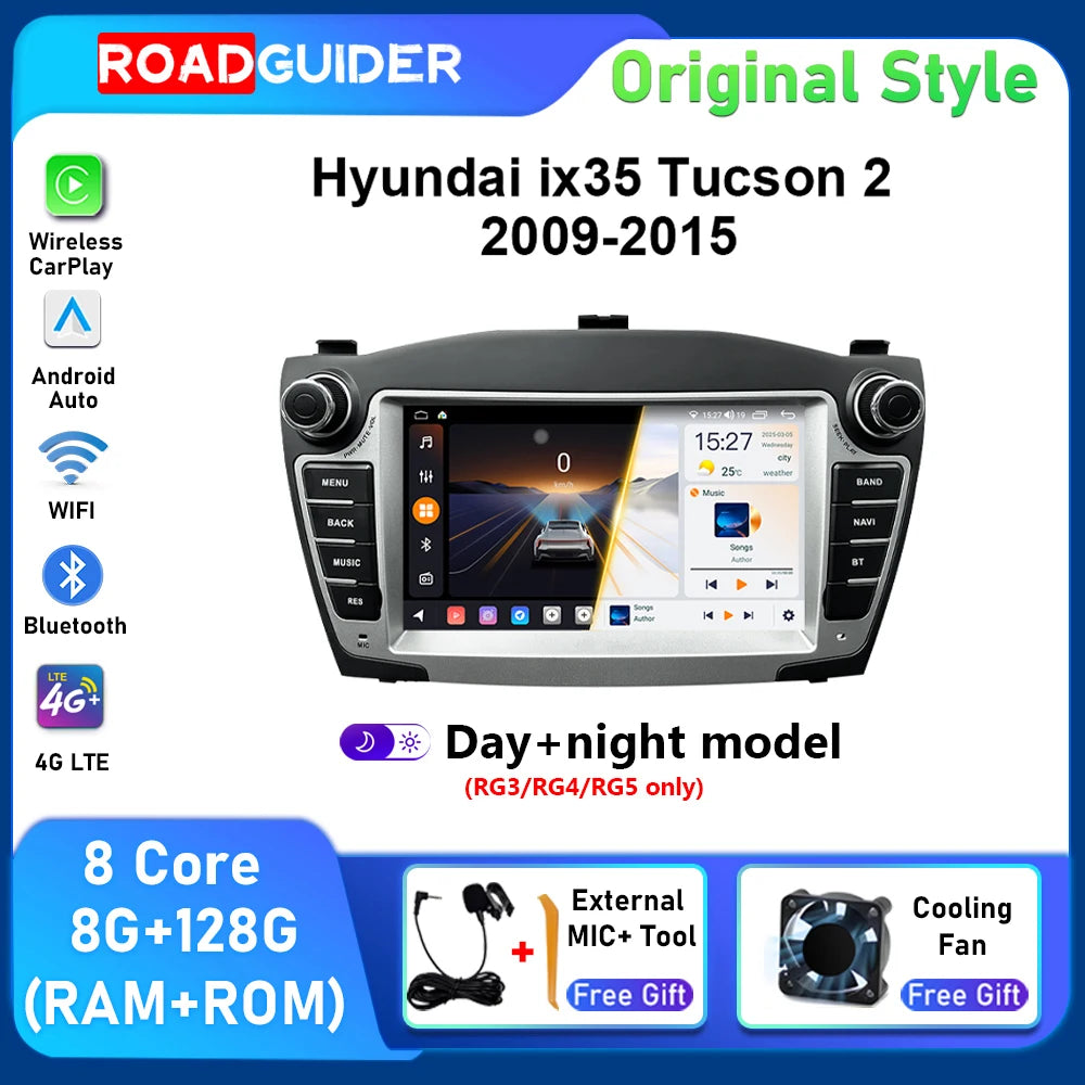 Android 14 Stereo Car Radio For Hyundai IX35 Tucson 2009 - 2015 No 2 din DVD Wireless Carp