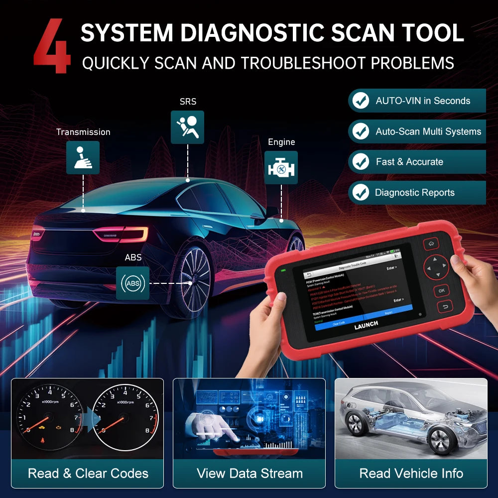 LAUNCH X431 CRP123X V2.0 Car OBD2 Diagnostic Tools Auto OBD Scanner ABS SRS Engine AT+ 7 R