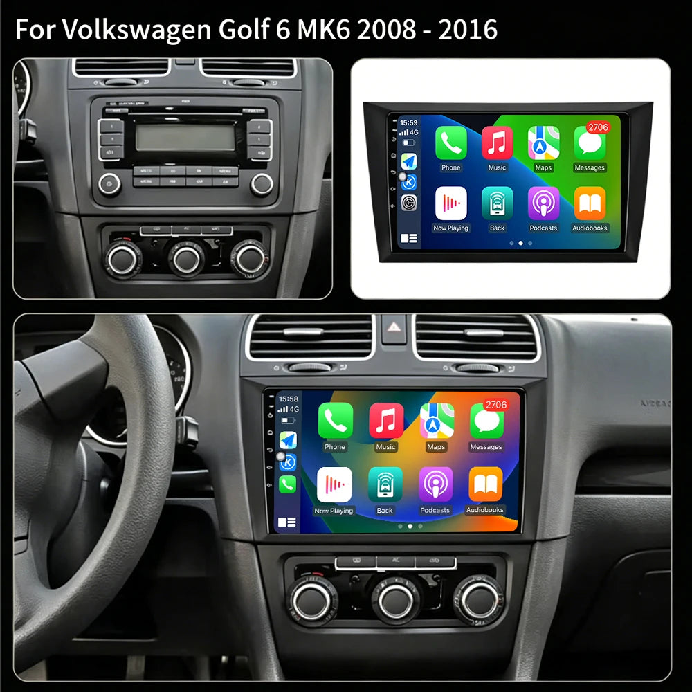 Android 16 Bluetooth For Volkswagen Golf 6 2008-2016 Car Radio Lntelligent Multimedia Play