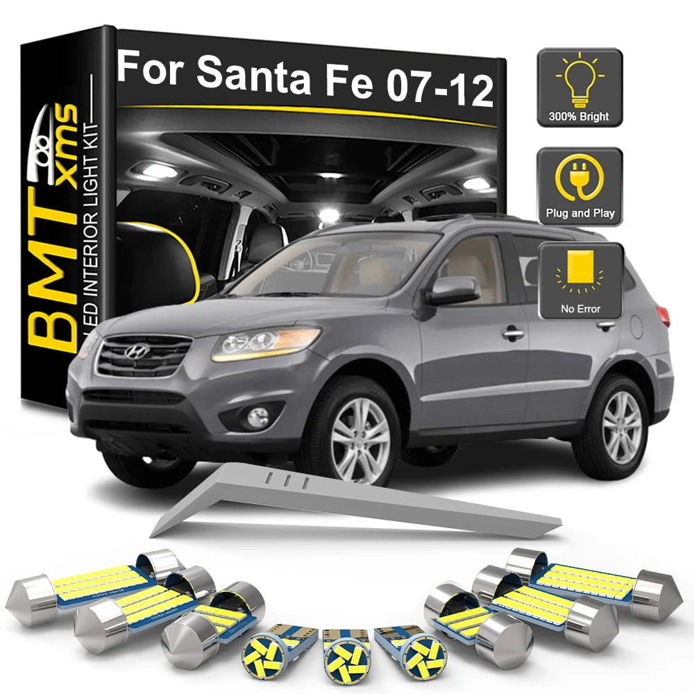 12-Piece LED Interior Light Kit for Hyundai Santa Fe Santafe MK2 2 II CM - Canbus Error-Free Bulbs | AUTOKITSHOP