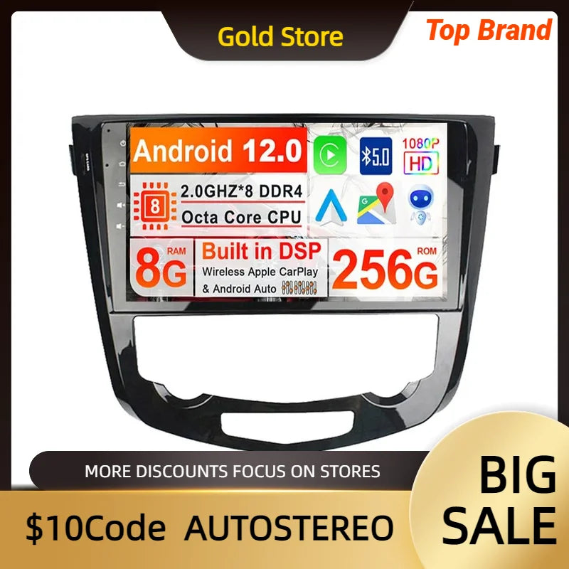 Android13 Car GPS Navigation HeadUnit For Nissan QASHQAI/X-trail 2014-2019 Auto Stereo Mul