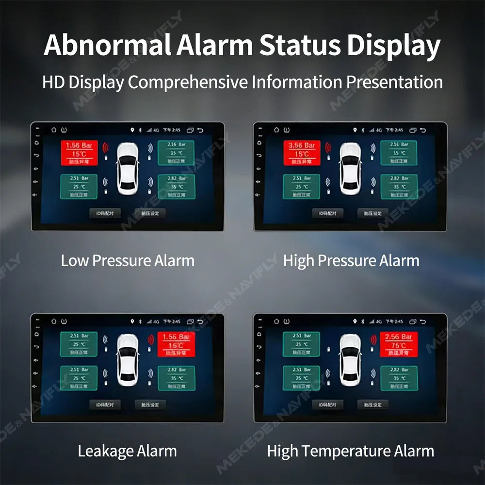 TPMS Tire Pressure Monitoring Display Alarm System Internal / External 4 Sensors for Andro | AUTOKITSHOP