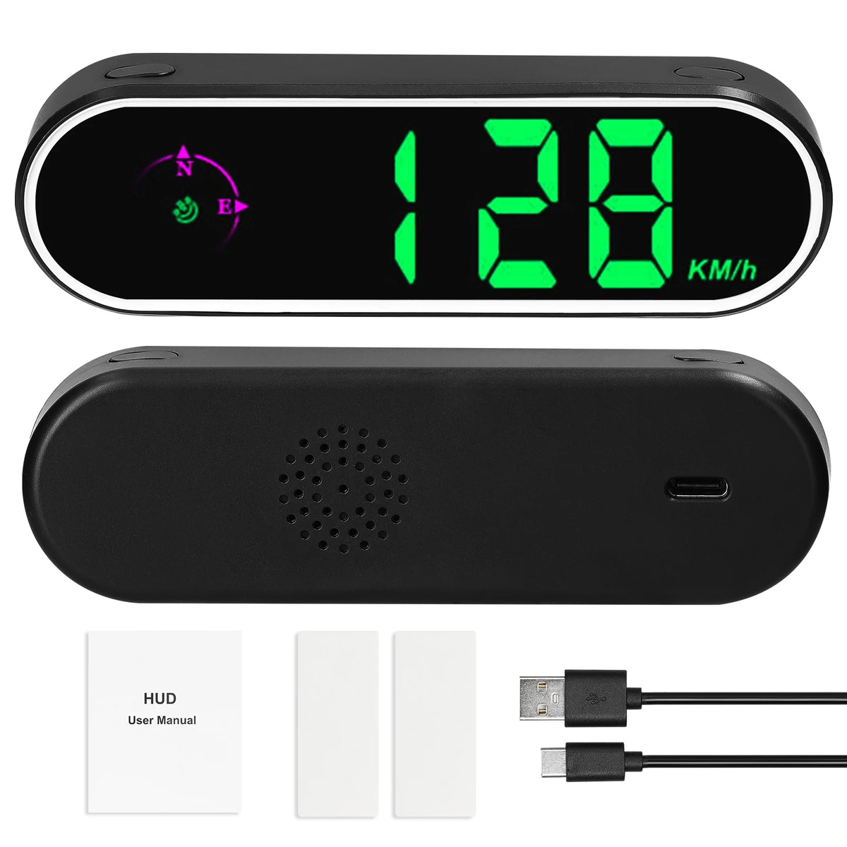 Car Headup Display GPS Digital Speedometer with Colorful LED Display Clock Function Overspeed Al - Automotive LED Light