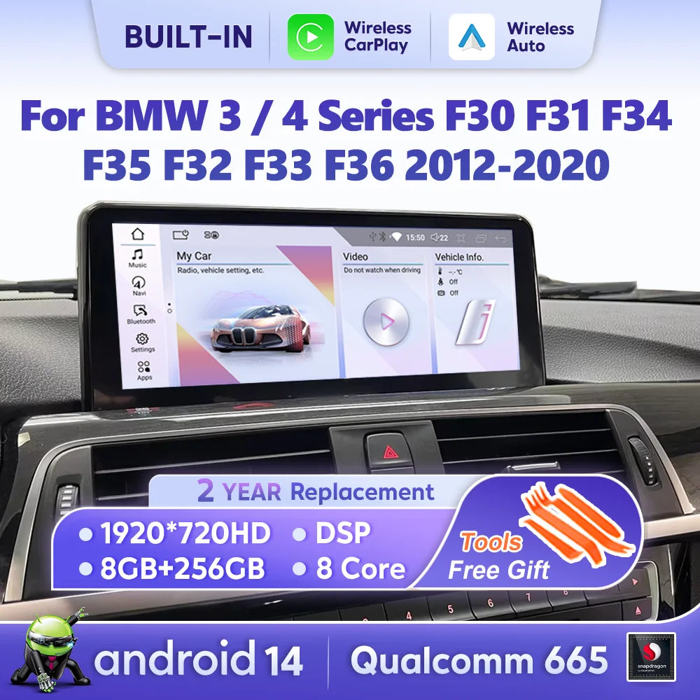 For BMW 3 4 Series F30 F31 F34 F35 F32 F33 F36 2012-2020 Wireless Carplay Multimedia Playe