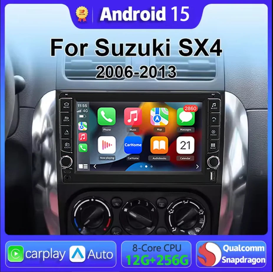 Android 15 Carplay Car Radio Multimedia For Suzuki SX4 SX 4 2006-2013 Head Unit GPS video  | AUTOKITSHOP
